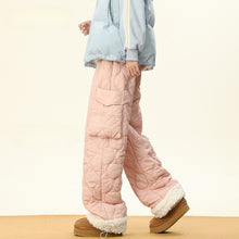 Load image into Gallery viewer, Multi-pocket Lamb Wool Cotton Plus Velvet Thickened Wide-leg Pants
