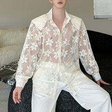 Load image into Gallery viewer, Patterned Mesh Loose See-through Shirt
