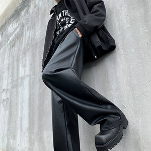 Vintage PU Leather Loose Pants