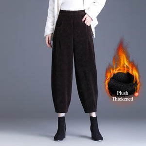 Plush High Waist Loose Thickened Corduroy Harem Pants