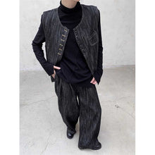 Load image into Gallery viewer, Denim Waistcoat Asymmetric Arc Cardigan Vest
