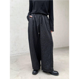 Vertical Thick Embossed High Waist Harem Pants