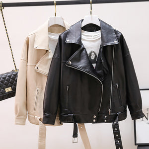 Short Slim Stand Collar PU Leather Jacket