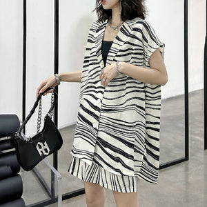 Zebra Print Sleeveless Casual Suit