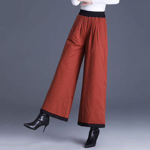 Loose Hemmed Casual Thickened Wide-leg Pants