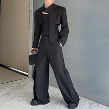 Load image into Gallery viewer, Streamer Short Wrap Shirt Wide Leg Pants Suit
