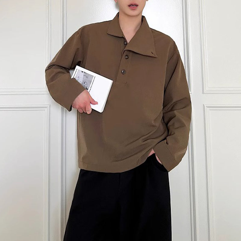 Lapel Pullover Long Sleeve Casual Special Collar Shirt