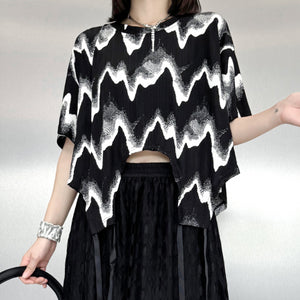 Wave Pattern Cropped Top T-shirt