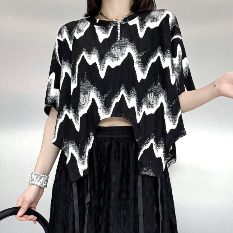 Wave Pattern Cropped Top T-shirt