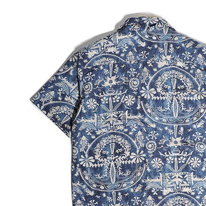 Cuban Collar Floral Beach Casual Short-sleeved Shirt