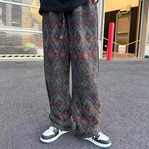 Straight Loose Knitted Jacquard Sweatpants