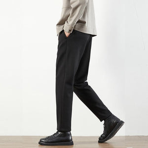 Wool Slim-fit Straight-leg Casual Suit Pants