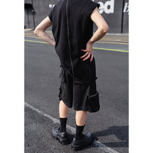 Load image into Gallery viewer, Dark Black Zip-up Multi-pocket Shorts
