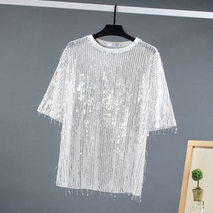 Tassel Sequin Stage Costume T-Shirt