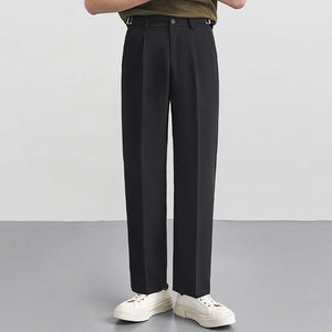 High-rise Elasticated Straight Trousers