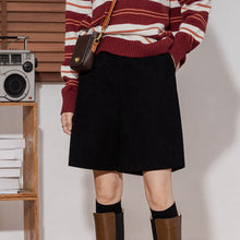 Load image into Gallery viewer, Corduroy Straight-leg Elasticated High-waisted Wide-leg Shorts
