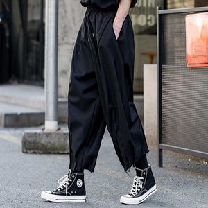 Frayed Pleated Harem Pants