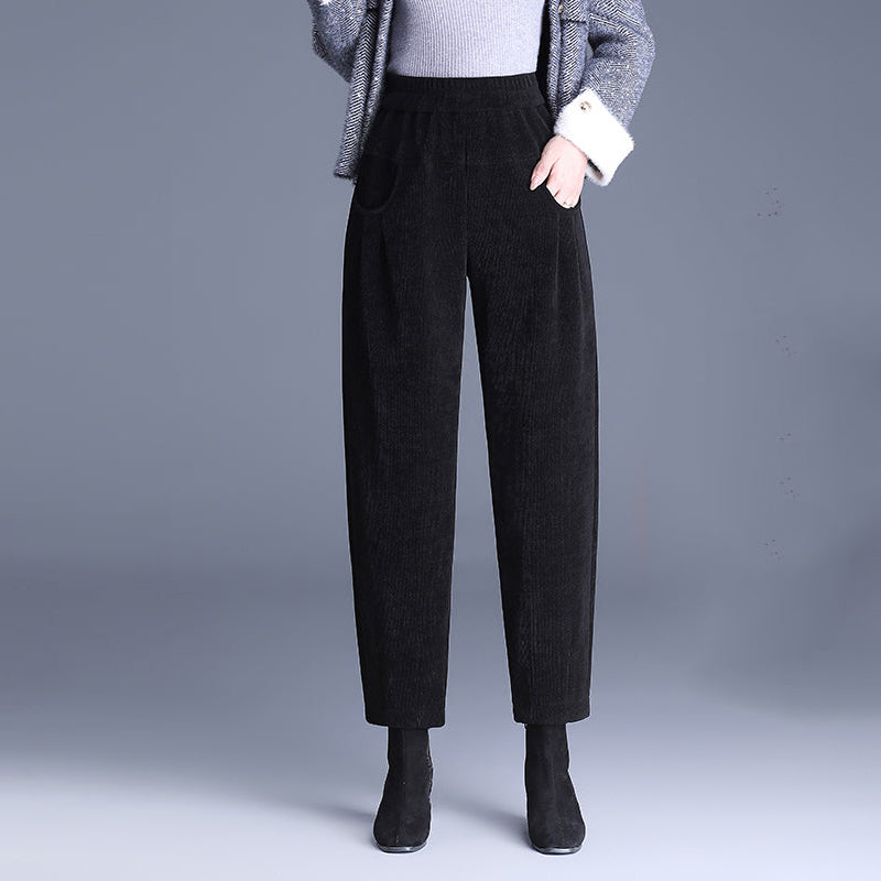 Plush High Waist Loose Thickened Corduroy Harem Pants