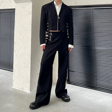 Load image into Gallery viewer, Metal Short Suit Zipper Blazer and Trousers
