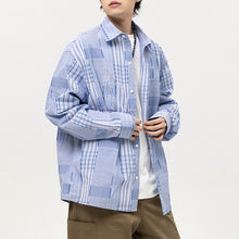 Load image into Gallery viewer, Spliced Lapel Pocket Loose Plaid Shirt
