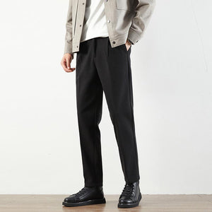 Wool Slim-fit Straight-leg Casual Suit Pants