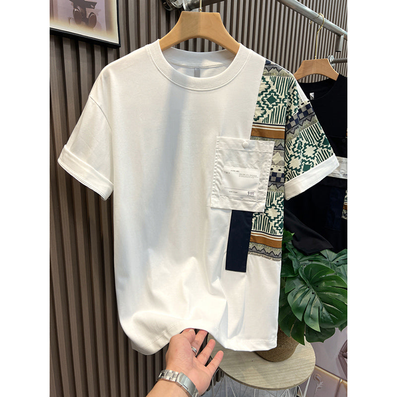 Patchwork Pattern Round Neck T-shirt