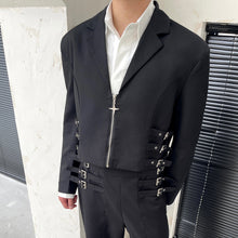 Load image into Gallery viewer, Metal Short Suit Zipper Blazer and Trousers
