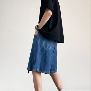 Retro Straight Denim Cargo Shorts