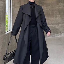 Load image into Gallery viewer, Large Lapel Belted Mid-Length Coat
