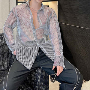 Thin Mesh Cutout Long Sleeve Shirt