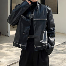 Load image into Gallery viewer, Stand Collar Windproof Loose Leather Jacket
