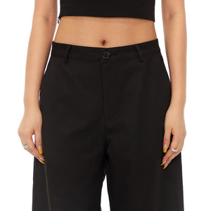 Loose Straight Casual Black Trousers