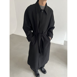 Single Breasted Lapel Long Trench Coat