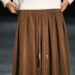 Wheat Ear Pattern Corduroy Wide-leg Pants