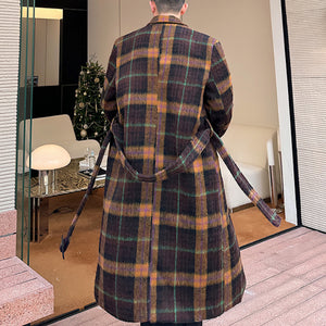 Retro Plaid Wool Mid-length Coat