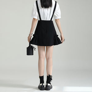 A-line High Waist Suspender Dress