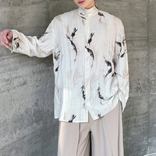 Load image into Gallery viewer, Half Turtleneck Retro Printed Disc Button Loose Shirt
