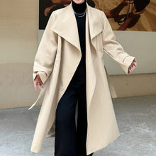 Load image into Gallery viewer, Large Lapel Belted Mid-Length Coat
