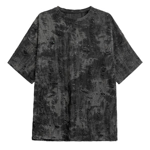 Distressed Sequin Pattern T-shirt