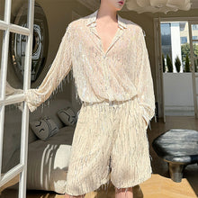 Load image into Gallery viewer, Summer Stage Tassels Sequins Tops Shorts Suits
