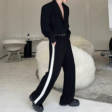 Load image into Gallery viewer, Shoulder Pad Short Jacket Wide Leg Pants Two Pieces Suit
