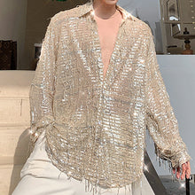 Load image into Gallery viewer, Fringed Sequined Mesh Shirt
