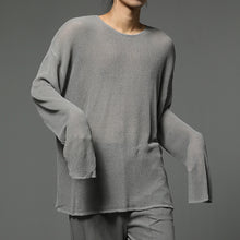 Load image into Gallery viewer, Micro-perforated Long-sleeved Ultra-thin Knitted T-shirt
