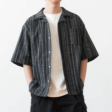 Load image into Gallery viewer, Colorblock Striped Cuban Collar Shirt
