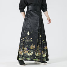 Load image into Gallery viewer, Crane Print Retro Horse-face Skirt Hanfu
