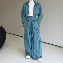 Load image into Gallery viewer, Loose Oversized Cropped Jacket Denim Set
