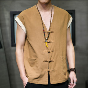 Thin Cotton And Linen Vest Loose And Breathable