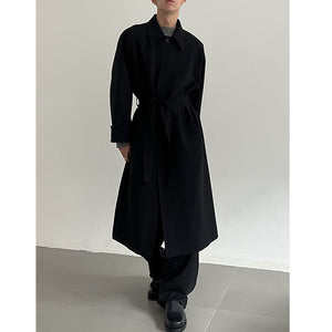 Single Breasted Lapel Long Trench Coat