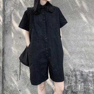 Summer Women's Black Jumpsuit Shorts