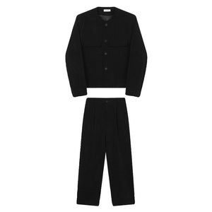 Collarless Suit Jacket Wide-leg Trousers Two-piece Suit